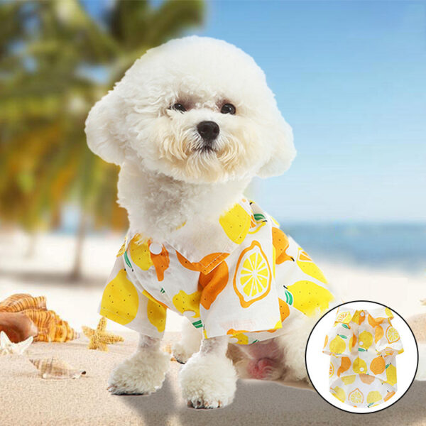 Casual Breathable Thin Pet Puppy Clothes Spring and Summer Fruit Style Twisted Button Shirt Pet Clothing